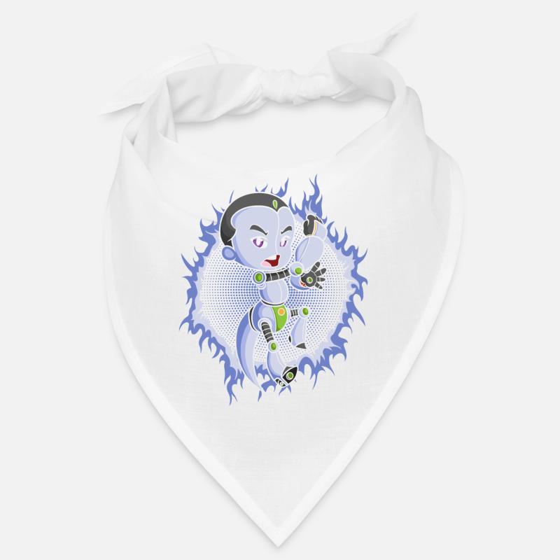 Der Roboterjunge mit einem Halbton-Hintergrund Bandana