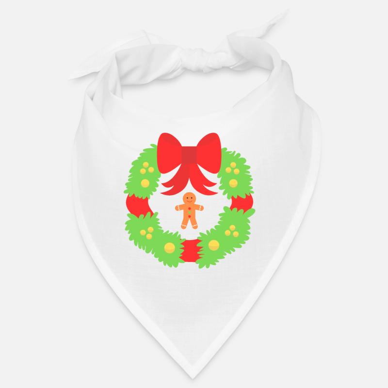 Weihnachtskranz der Lebkuchenfreude - Bandana - Weiß