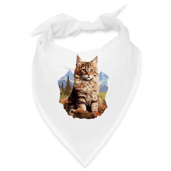 Maine Coon Kätzchen Maine Coon Katze - Bandana - Weiß - Vorne