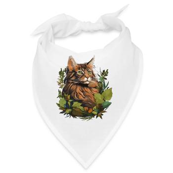 Maine Coon Kätzchen Maine Coon Katze - Bandana - Weiß - Vorne