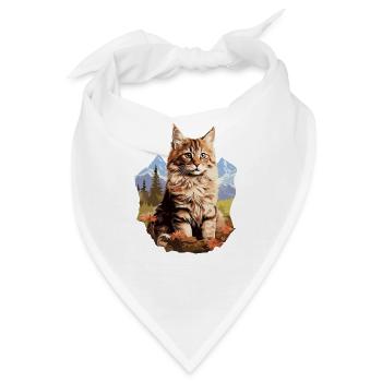 Maine Coon Kätzchen Maine Coon Katze - Bandana - Weiß - Vorne