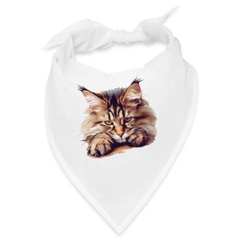 Maine Coon Kätzchen Maine Coon Katze - Bandana - Weiß - Vorne