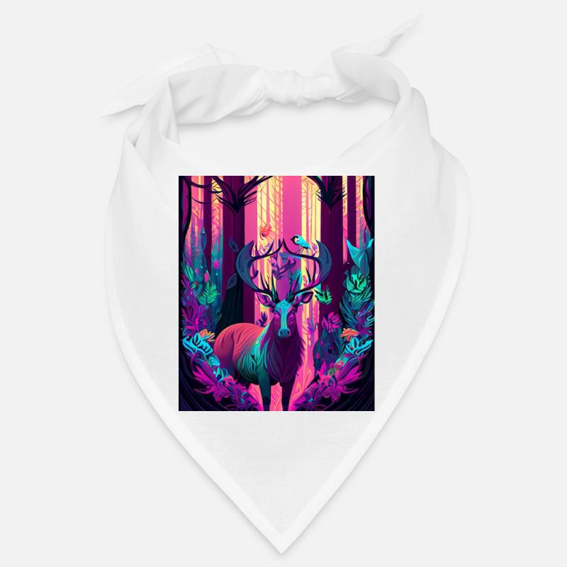 Glowing forest deer with neon bird Bandana