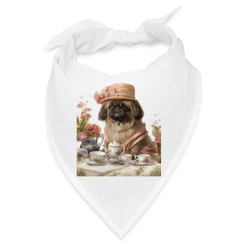 Pekinese-Hund Cottagecore Viktorianischer Teegarten - Bandana - Weiß - Vorne