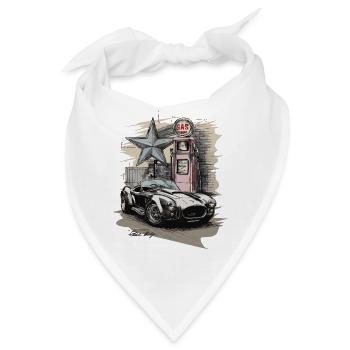 Retro AC Cobra mit 50s Zapfsäule - Geschenk - Bandana - Weiß - Vorne