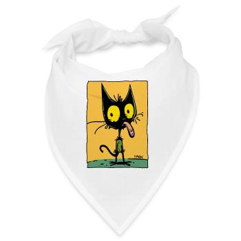 Der coolste freche Cartoon-Kater, lustige Katze - Bandana - Weiß - Vorne