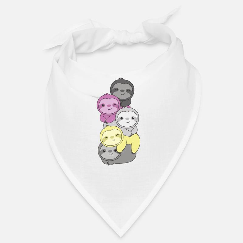 Perigirl Flag Pride LGBTQ Cute Sloth Stack - Bandana - white