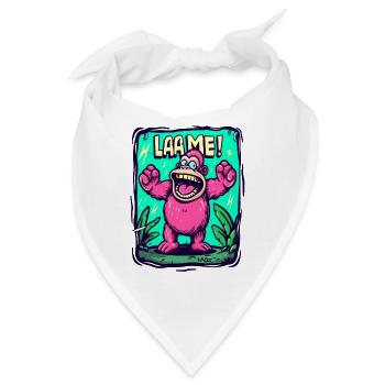 Pink und Grüner Cartoon-Gorilla: Lahm! - Bandana - Weiß - Vorne