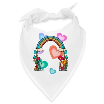 Herzlich Geburtstagsgeschenk Regenbogen Herzen - Bandana - Weiß - Vorne