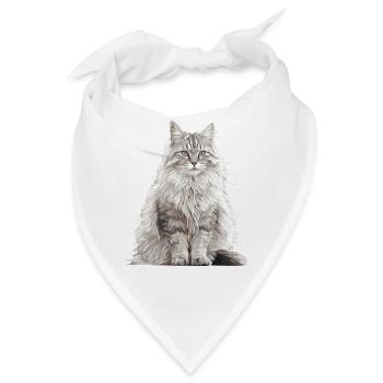 Norwegian Forest Cat Norwegische Waldkatze - Bandana - Weiß - Vorne