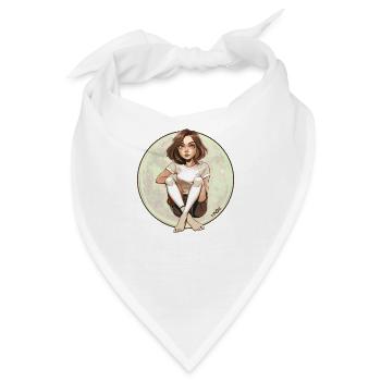 Sitzendes Anime-Mädchen - Bandana - Weiß - Vorne