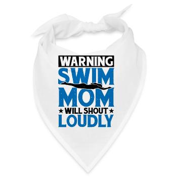 Warning Swim Mom Will Shout Loudly 5 - Bandana - Weiß - Vorne