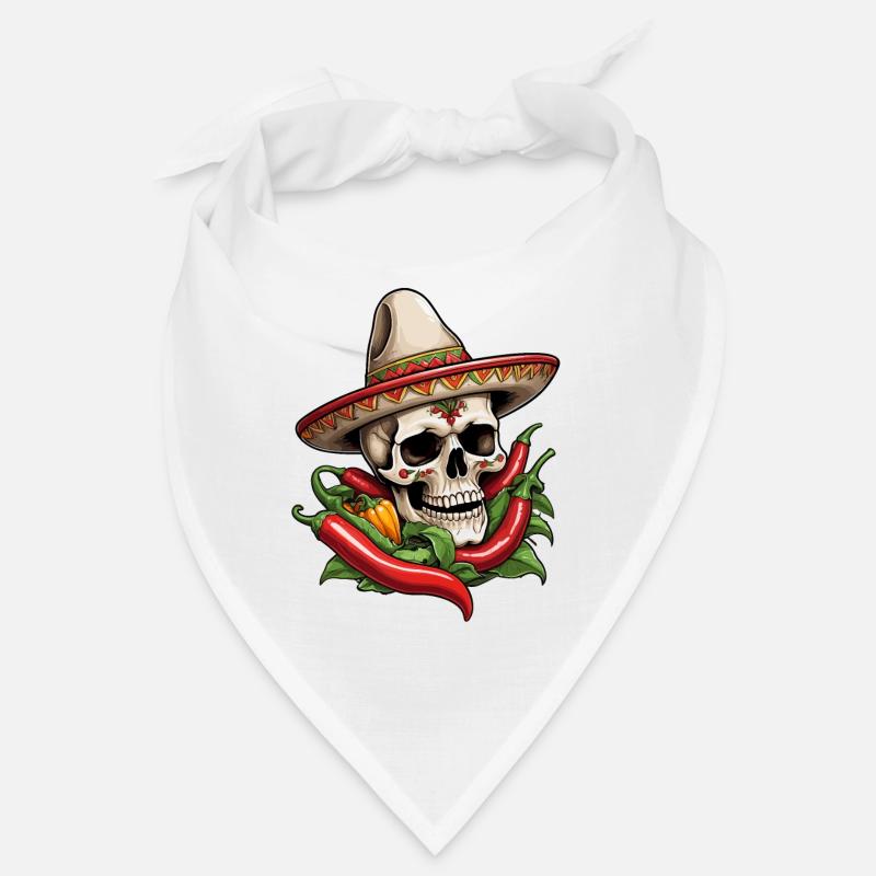 Aesthetic Chili Skull Design Mexican Style Bandana