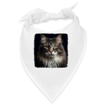 Norwegian Forest Cat Norwegische Waldkatze - Bandana - Weiß - Vorne