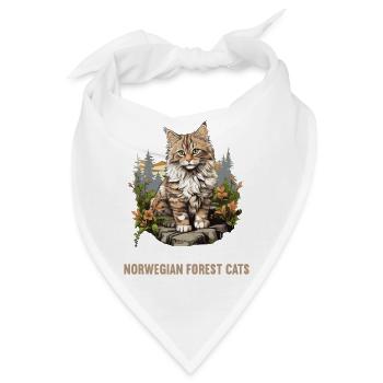 Norwegian Forest Cat Norwegische Waldkatze - Bandana - Weiß - Vorne