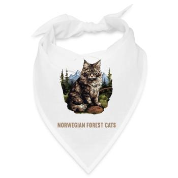 Norwegian Forest Cat Norwegische Waldkatze - Bandana - Weiß - Vorne