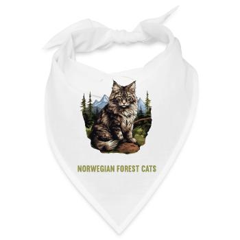 Norwegian Forest Cat Norwegische Waldkatze - Bandana - Weiß - Vorne