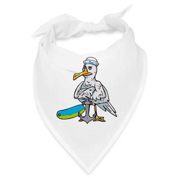 Möwe Matrose Seenot Schwimmring maritim - Bandana - Weiß - Vorne