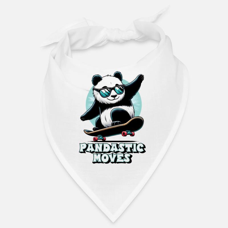 Cooler Panda mit Sonnenbrille auf Skateboard Bandana