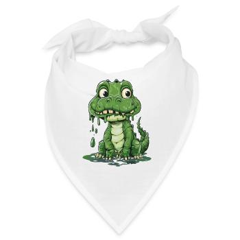Niedlicher Dino mit Tropfen - Bandana - Weiß - Vorne