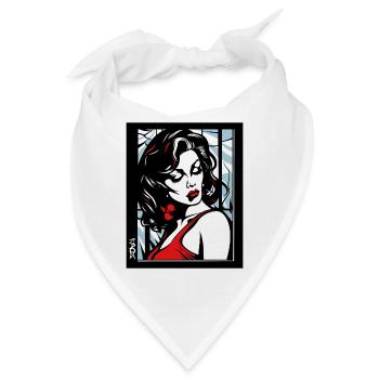 Elegante Frau in rotem Kleid - Bandana - Weiß - Vorne