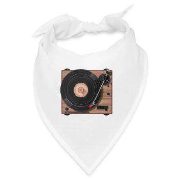 Klassik trifft Moderne: Vinylplattenspieler in 2D- - Bandana - Weiß - Vorne