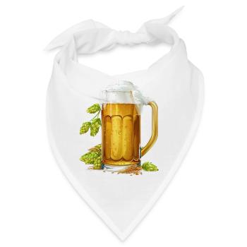 Frostiges Bier im Krug mit Hopfen und Gerste - Bandana - Weiß - Vorne