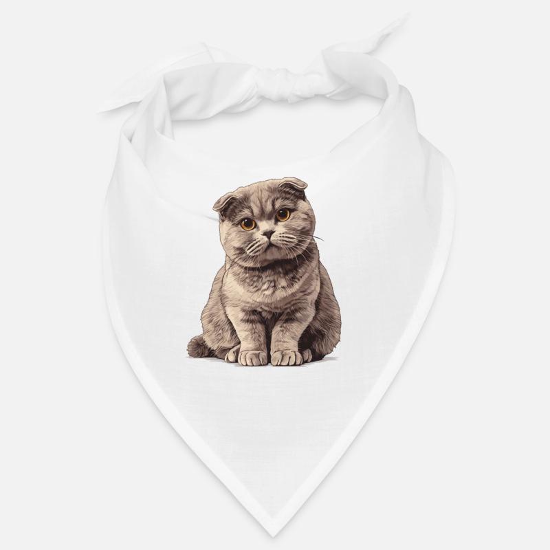 Scottish Fold Kätzchen Scottish Fold Katze - Bandana - Weiß