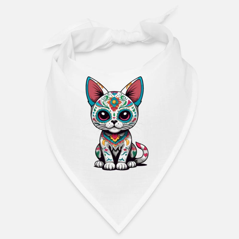 Design emblématique de chat du Mexique Sugar Skull Bandana