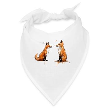 Forest Whispers Twin Fox Sketch - Bandana - Weiß - Vorne