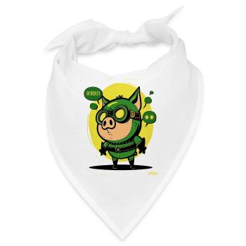 Das kleine grün-gelbe Anti-Held-Schwein - Bandana - Weiß - Vorne