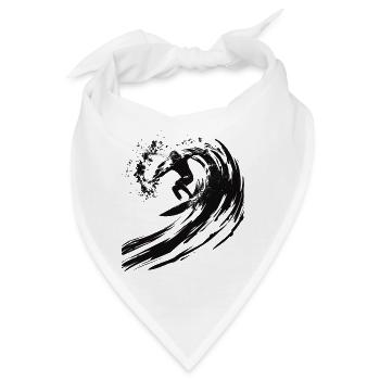 Surfer beim Reiten einer riesigen Welle in einer 2 - Bandana - Weiß - Vorne