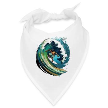 Surfer auf einer großen Welle in einer 2D-Illustra - Bandana - Weiß - Vorne