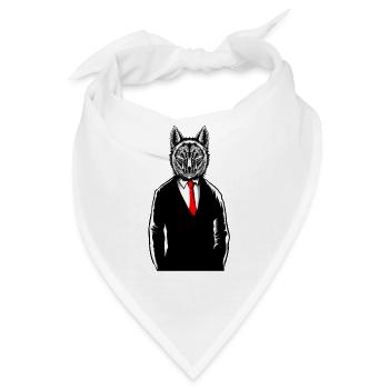 Wolf Trägt Tux T-Shirt Lustige Canine Wölfe Weste - Bandana - Weiß - Vorne
