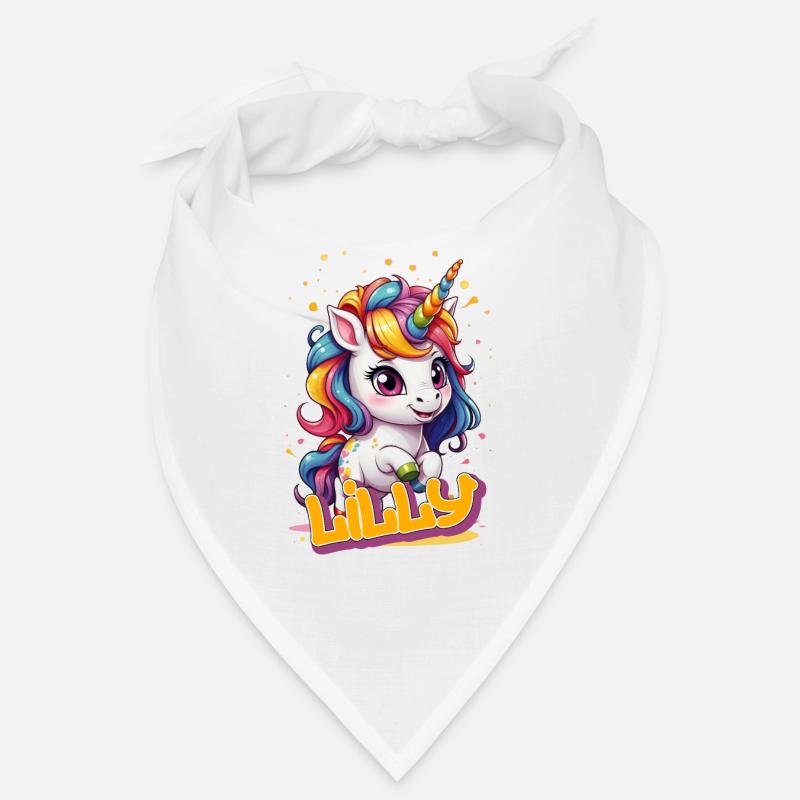 LILLY - Schöner Mädchen Name mit süßem Einhorn Bandana