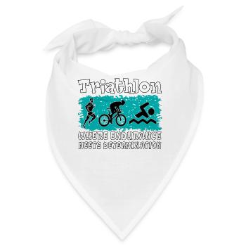 Triathlon. Ausdauer, Entschlossenheit, Sport, Nice - Bandana - Weiß - Vorne