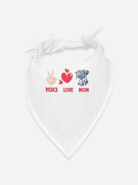 Cane Corso Peace Love Dog Mom - Bandana - Weiß