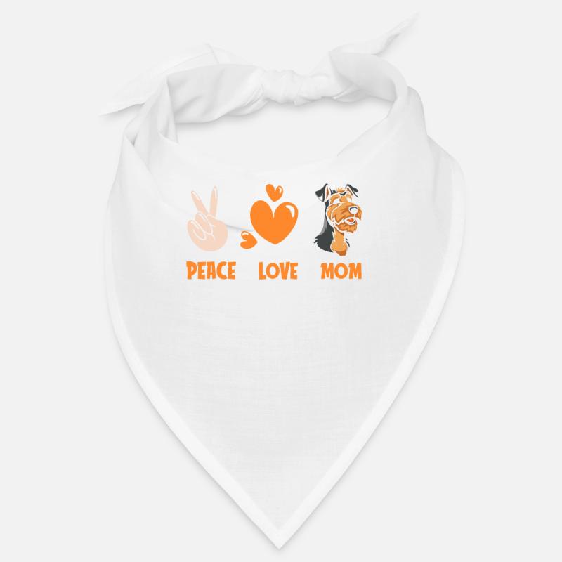 Airedale Terrier Peace Love Chien Maman Bandana