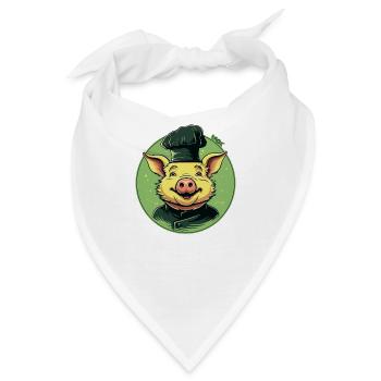 Eine Sau ist das Chefkoch Schwein mit Mütze, Koch - Bandana - Weiß - Vorne