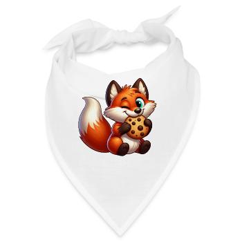 Süßer Rotfuchs mit Keks - Bandana - Weiß - Vorne