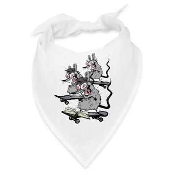 Skater Ratten Schule Ferien Schüler Student Skate - Bandana - Weiß - Vorne