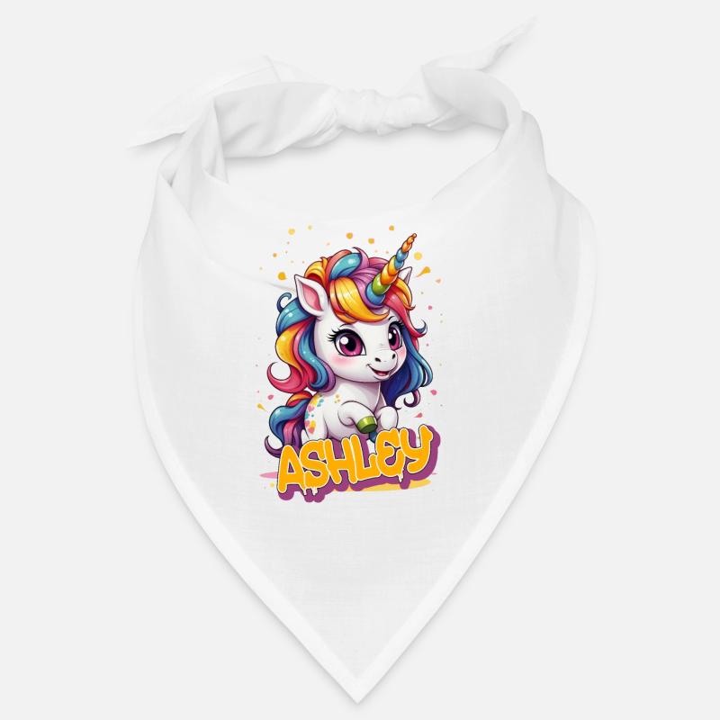ASHLEY - Schöner Mädchen Name mit süßem Einhorn Bandana