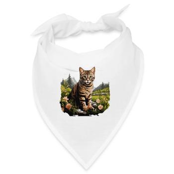Tabby Kätzchen Tabby Katze - Bandana - Weiß - Vorne