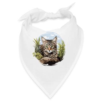 Tabby Kätzchen Tabby Katze - Bandana - Weiß - Vorne