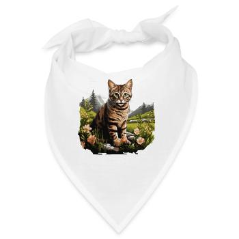 Tabby Kätzchen Tabby Katze - Bandana - Weiß - Vorne