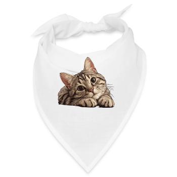 Tabby Kätzchen Tabby Katze - Bandana - Weiß - Vorne