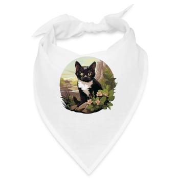 Tuxedo Kätzchen Tuxedo Katze - Bandana - Weiß - Vorne