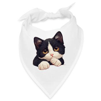 Tuxedo Kätzchen Tuxedo Katze - Bandana - Weiß - Vorne