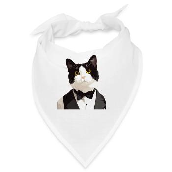 Tuxedo Kätzchen Tuxedo Katze - Bandana - Weiß - Vorne