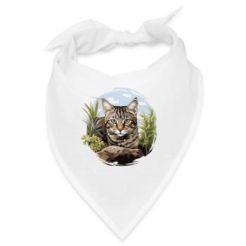 Tabby Kätzchen Tabby Katze - Bandana - Weiß - Vorne